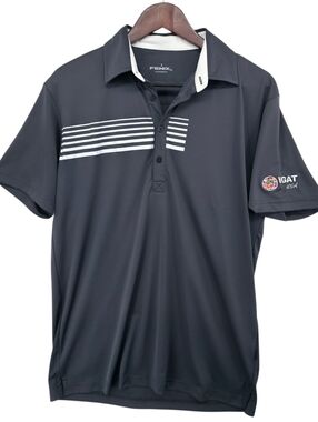 Fenix FX Golf Polo Mens Large Gray Stretch Performance Stripe WGAT USA Athletics